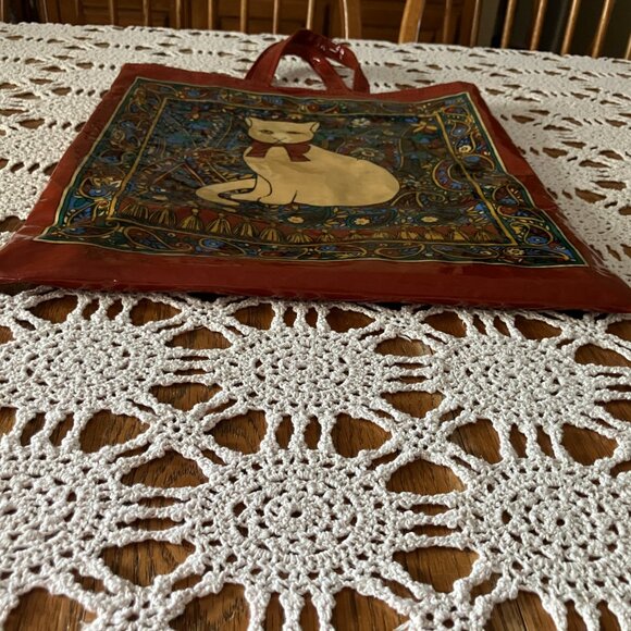 Vtg Ulster National Trust for Scotland Pat Albeck Cat on Paisley Shaw Tote Bag - Picture 6 of 15